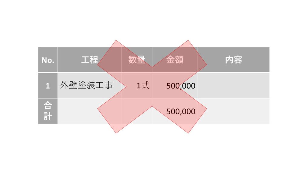 一括表記の見積書例